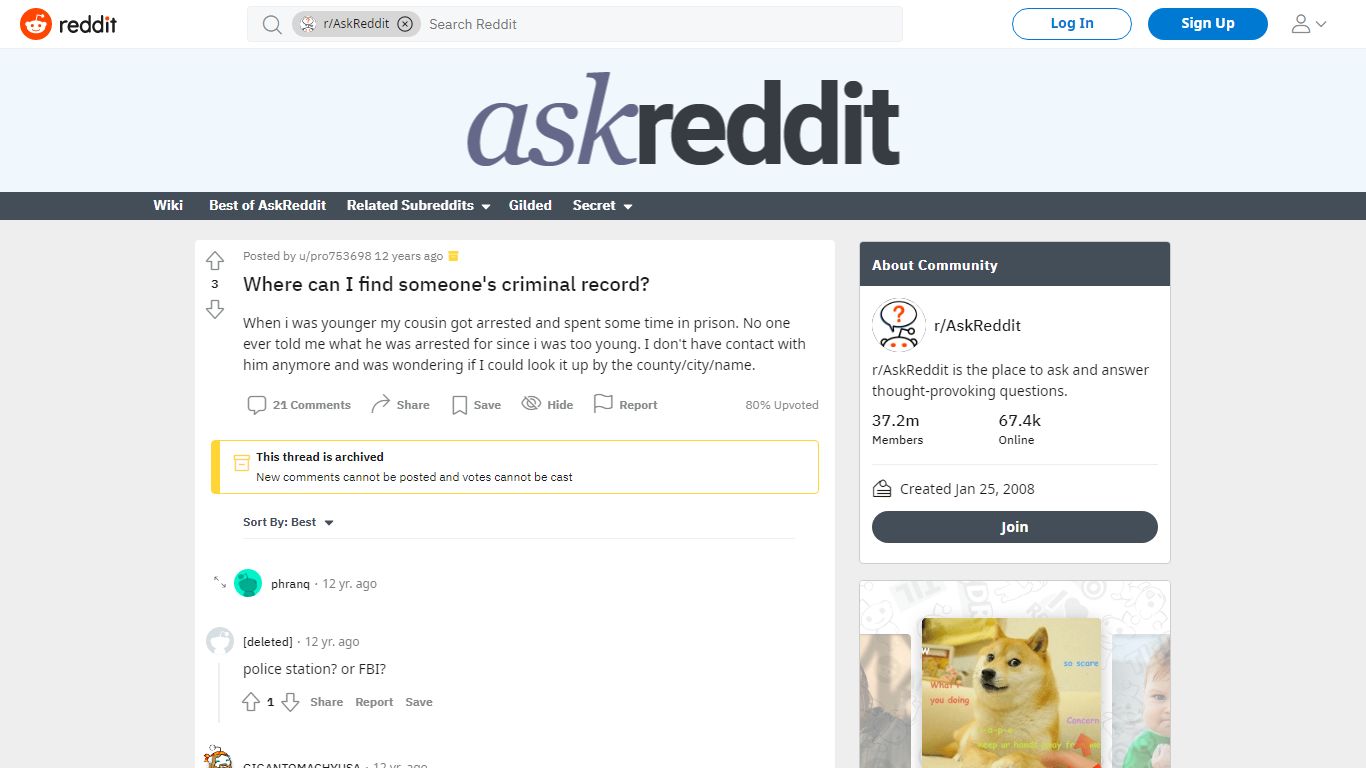 Where can I find someone's criminal record? : AskReddit